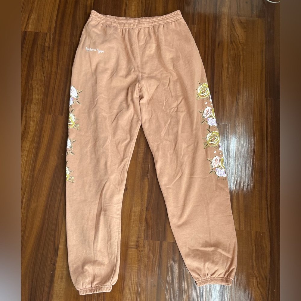 By Samii Ryan XL Taupe Floral Sweatpants Jogger BSR